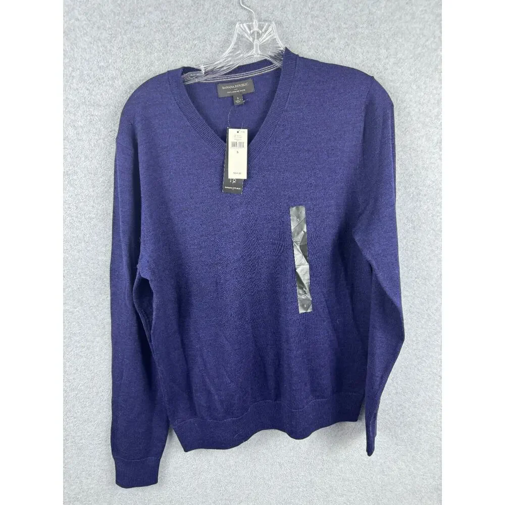 Banana Republic‎ Pullover Sweater Size S Blue V Neck Long Sleeve Casual DEFECT